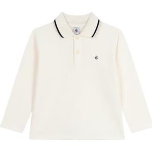 Petit Bateau Bedrukte katoenen polo met lange mouwen voor kinderen, Milk, 3 Jaren