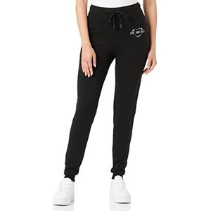 Moschino Dames Slim Fit Jog with Brand Heart Olografische Print Casual Broek, zwart, 44