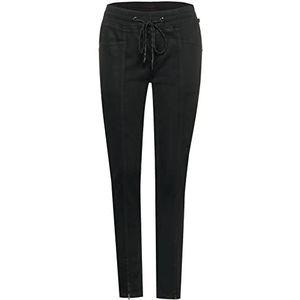 Street One Joggingbroek voor dames, losse pasvorm, lage taille, slim legs, gecoate jeans, Black Coating Soft Wash, 29W / 30L