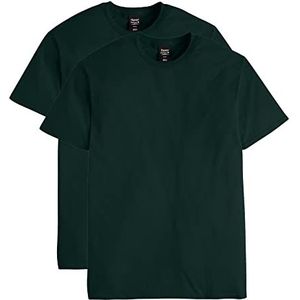 Hanes Mannen Nano Premium katoenen T-shirt (pak van 2), Diep Woud, S