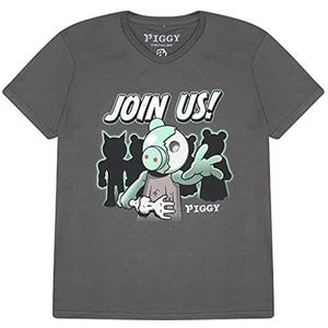 Piggy Zombie Join Us T-shirt, Meisjes, 116-182, Holzkohle, Officiële Koopwaar