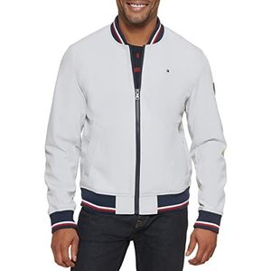 Tommy Hilfiger Lichtgewicht Varsity Rib Knit Bomberjack voor heren, Ice Soft Shell, M