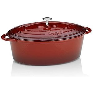 Braadpan Gietijzer Ovaal Rood, 33 cm x 26 cm- Kelas-sCalido