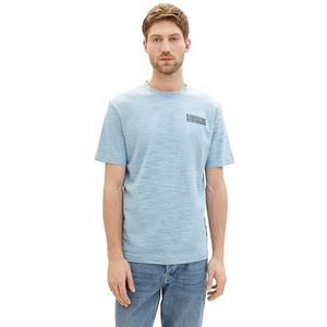 TOM TAILOR Basic T-shirt met ronde hals voor heren met structuur, 35116 - Middenblauw Navy Injected, XL