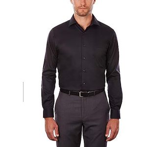 Van Heusen Dress Shirt Regular Fit Flex Kraag Stretch Solid Overhemd voor heren, Zwart, XL