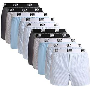 Lower East Heren Amerikaanse boxershorts met elastische tailleband, Lichtblauw/grijs, set van 10, S