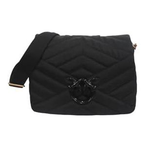 Pinko Love Click Puff Classic Recycled Nylon Puzzle Dekbed, Tas voor dames, Z99b_Black Limousine Block Color, Z99b_black limousine blok kleur