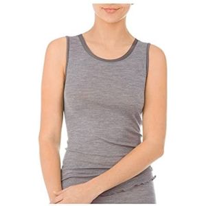 CALIDA True Confidence Tanktop van wolzijde voor dames, van merinowol en zijde, verwarmend, temperatuurregulerend en geurneutraliserend, fijn geribbeld, Platina Melé_, 40-42