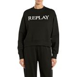 REPLAY - Boxy Fit - Sweatshirt - Zwart - Katoen