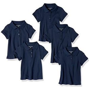 Amazon Essentials Meisjes uniform korte mouwen interlock poloshirt pak van 5 stuks, marineblauw, X-Large