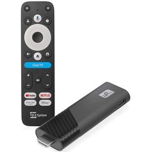 TELE System UP Stick Google TV 4K UHD HDMI, Wi-Fi Dual Band, Dolby Vision/Atmos, Google Assistant, 32 GB, HDR10+, Telecomando Voice Control 2in1, Streaming Netflix, Prime Video, Disney+, YouTube