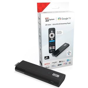 TELE System UP Stick Google TV 4K UHD HDMI, Wi-Fi Dual Band, Dolby Vision/Atmos, Google Assistant, 32 GB, HDR10+, Telecomando Voice Control 2in1, Streaming Netflix, Prime Video, Disney+, YouTube