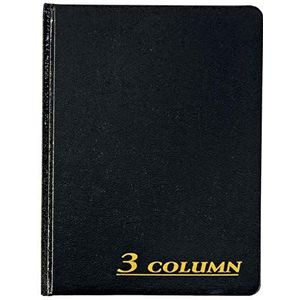 Adams Accountboek, 7 x 9,25 inch, zwart, 3 kolommen, 80 pagina's (ARB8003M)