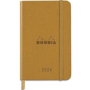 Rhodia Webplanner 2024 A6 hardcover agenda - horizontaal raster, 160 pagina's ivoorkleurig papier 90 g, hard omzoomd met elastiek - titanium