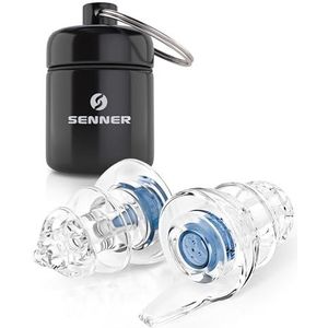 Senner ® MusicPro Soft | Gehoorbescherming voor Concerten, Muziek, Disco, Festivals - Extra Zachte Oordopjes, Blauw/Transparant - met Aluminium Opbergdoosje