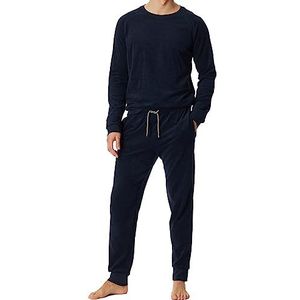 Schiesser Heren pyjama lange badstof katoen warm en zacht pyjama set, nachtblauw, 56, nachtblauw, XX-Large (56)