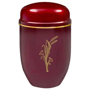 Urns UK Volwassen Crematie As Metalen Urn Staal-Poynton Tarwe Burgandy, 7x7.2x10 inch