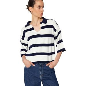 Trendyol FeMan Regular fit Basic Polo Neck Knitwear Trui, Marineblauw, S, Donkerblauw, S