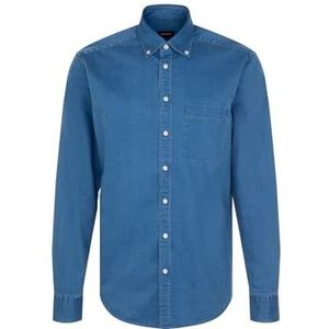 Seidensticker Casual overhemd voor heren, regular fit, zacht, New Button-down, lange mouwen, 100% katoen, blauw, 3XL