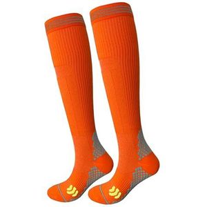 Kreori Compressiekousen voor dames en heren, trombose kousen, compressiesokken voor sport, vlucht, hardlopen, reizen, wielrennen, zwangerschap, verpleegster, 15-20 mmHg, Oranje-1 paar, Small/Medium