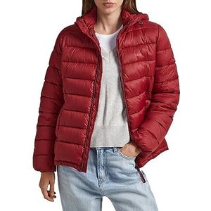 Pepe Jeans Maddie kort pufferjack voor dames, Rood (Bourgondi?, XS