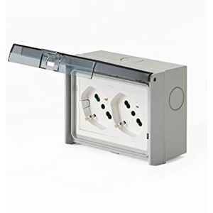 FANTON 421021PAR Universeel stopcontact OPERA/PLA dubbel stopcontact Italiaans/Duits 2P + T 16A IP55 met 3 modules wandbox