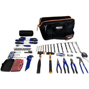 SP TOOLS SP-BAG1 - Volledig uitgeruste gereedschapstas - 132 stuks - gereedschapshouder, robuuste stof en gegoten waterdichte basis, afneembare en verstelbare schouderriem - koffers en tassen -