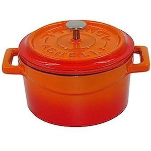 Pentole Agnelli COGHSRP10414O kookgerei Slowcook braadpan van gietijzer, 14 cm, 0,8 l, oranje