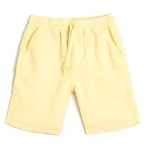 Koton Boys's Linen Blend Shorts met trekkoord en zakken, geel (152), 4-5 Jaar