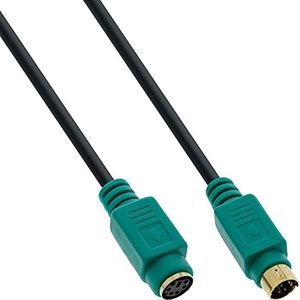 Intos Premium PS/2 kabel Mdin6/ stekker - Mdin6/ bus 2,0 m stekker groen
