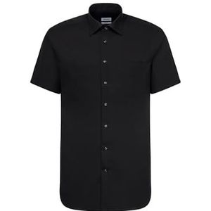 Seidensticker Klassiek overhemd voor heren, regular fit, korte mouwen, zwart
