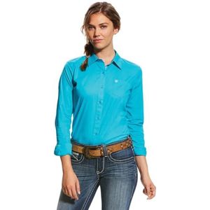 Ariat Wrinkle Resist Kirby Stretch Shirt voor dames, Blauwvogel, L
