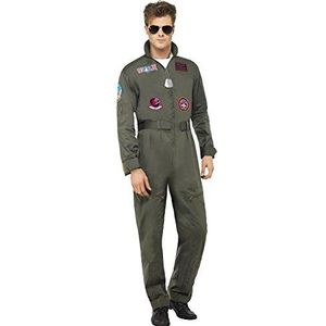 Smiffys, Top Gun Deluxe Kostuum voor heren, overall en zonnebril, Top Gun, maat: L, 26855