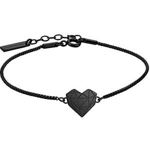 Liebeskind Zilverkleurige roestvrijstalen hartarmband voor dames, 20 cm (zwart), LJ-0328-B-V 17