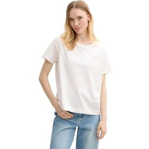 TOM TAILOR Denim T-shirt voor dames, 10332 - Off White, L