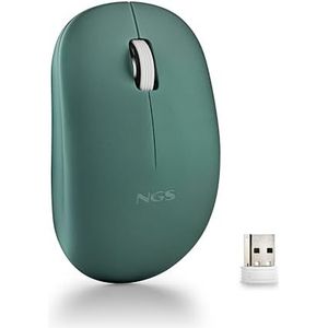 NGS Fog Pro Green - Draadloze muis, optische muis met 1000 dpi, nano-USB-interface, stille toetsen, 2 knoppen en scrollwieltje, plug and play, tweehands, groen