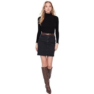 Trendyol Dames Black Basic Mini Denim Skirt, 42