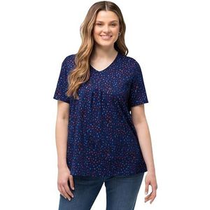 Ulla Popken, Dames grote maten, T-shirt met V-hals en themaprint, blauw, 42-44