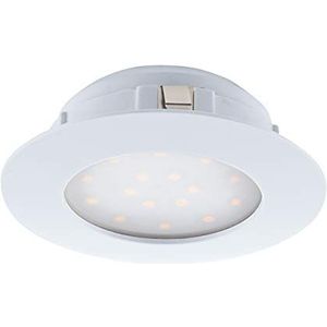 EGLO LED inbouwspot Pineda, LED-spot van kunststof, LED inbouwlamp in wit, inbouwspot LED plat, Ø 10,2 cm
