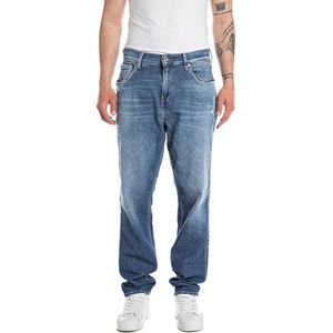 Replay Heren Relaxed Tapered Fit Jeans Sandot Aged collectie, 009, medium blue., 28W x 30L