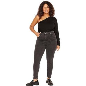 Trendyol Dames Gerade Hohe Taille Plus-Size-Jeans, Grijs, 42 grote maten