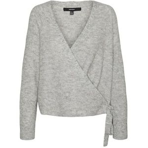 VERO MODA Vmfiluca Ls V-hals wrap cardigan Ga Noos gebreide jas voor dames, lichtgrijs gem., XS