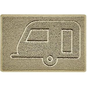 Nicoman CARAVAN Deurmat in reliëfvorm, vuilvanger, straalwasbare deurmat - (gebruik binnen of beschut buiten) - (60 x 40 cm, klein) beige
