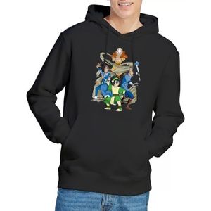 Avatar The Last Airbender Team Avatar Elements Hoodie Sweatshirt met capuchon, Zwart, XXL