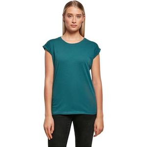 Build Your Brand Dames T-shirt Dames Extended Shoulder Tee, lang gesneden T-shirt voor vrouwen, katoen, groenblauw, M