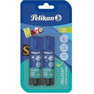 Pelikan Pelifix Lijmstift, 10 g, transparante lijm, zonder oplosmiddel, wasbaar, veilig voor kinderen, voor school, knutselen, papier en foto's, 2 stuks