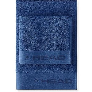 Head Dynamic Badhanddoeken voor gezicht en bidet van badstof, 100% gecertificeerd katoen, handdoekenset 50 x 100 cm en 40 x 50 cm, ook als fitnesshanddoek, zacht en absorberend, oceaan marineblauw