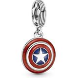 PANDORA x MARVEL Charm hanger "Captain America schild" zilver 790780C01, Eén maat, Sterling zilver, Geen edelsteen