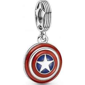PANDORA x MARVEL bedelhanger ""Captain America schild"" zilver 790780C01, Eén maat, Sterling zilver, Geen edelsteen