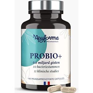 Apyforme - Probio+ - Probiotica Voor Darmflora - Tot 60 miljard kve/dag - 10 Stammen: Immuniteit, Spijsvertering, Prikkelbare Darm Syndroom - 100% Frans Voedingssupplement